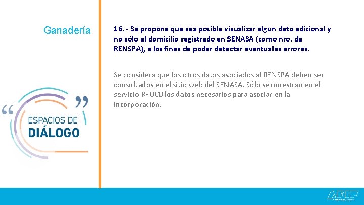 Ganadería 16. - Se propone que sea posible visualizar algún dato adicional y no