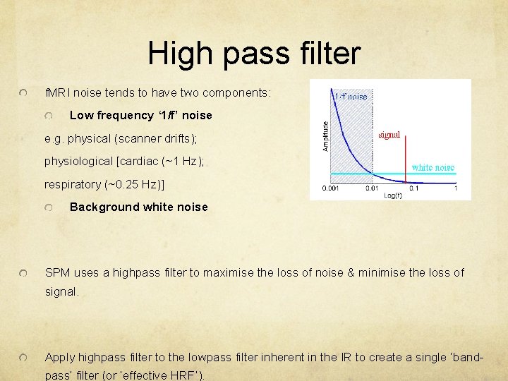 High pass filter f. MRI noise tends to have two components: Low frequency ‘