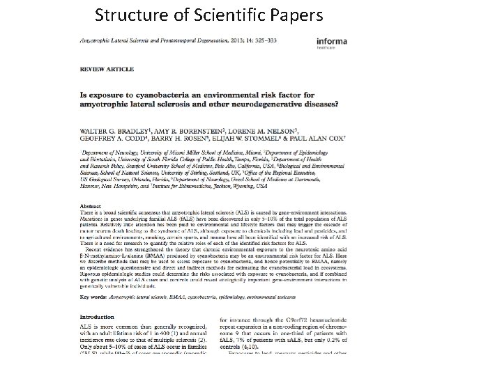 Structure of Scientific Papers 