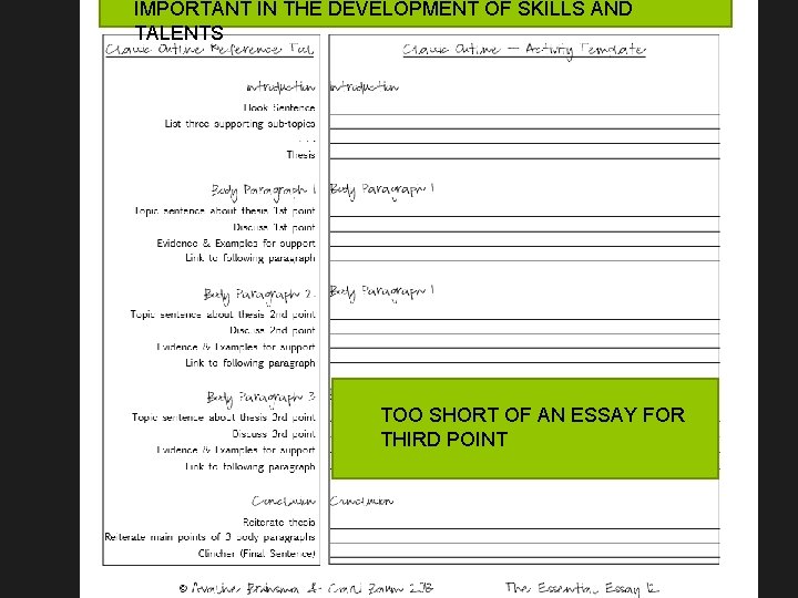 IMPORTANT IN THE DEVELOPMENT OF SKILLS AND TALENTS TOO SHORT OF AN ESSAY FOR