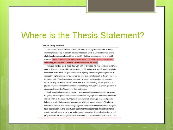Where is the Thesis Statement? 