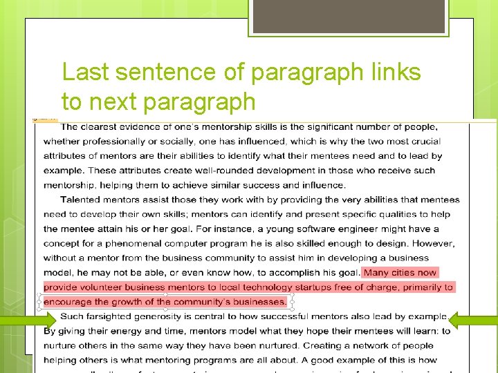 Last sentence of paragraph links to next paragraph 