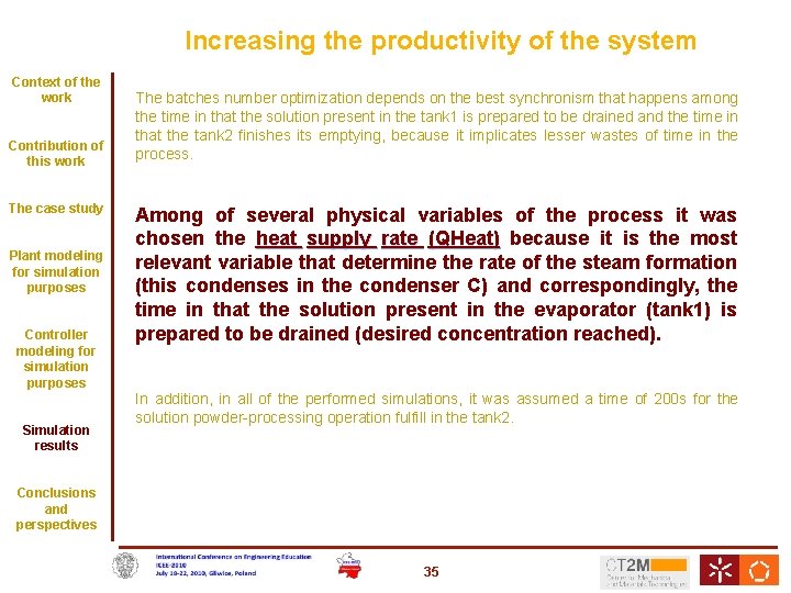 Increasing the productivity of the system Context of the work Contribution of this work