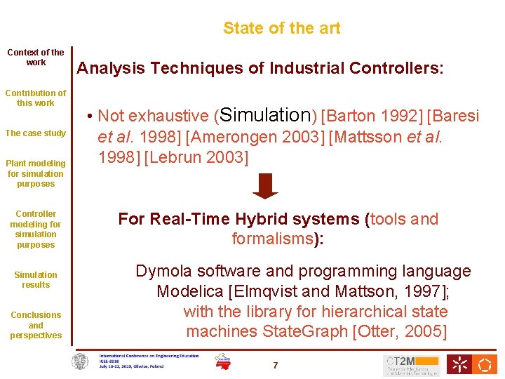 State of the art Context of the work Contribution of this work The case