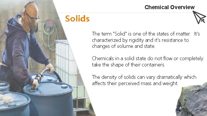 Chemical Overview Solids The term "Solid" is one of the states of matter. It's