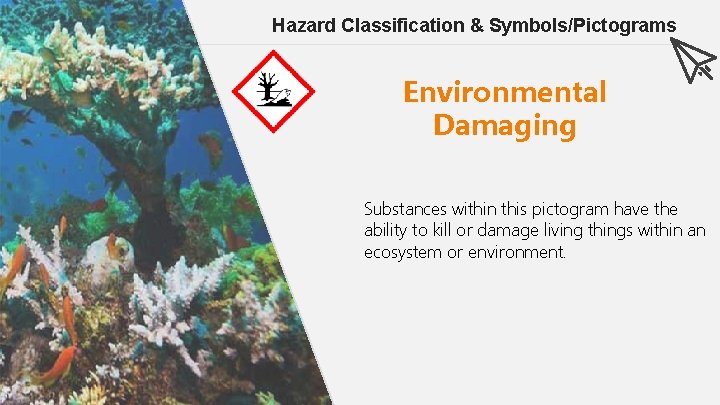 Hazard Classification & Symbols/Pictograms Environmental Damaging Substances within this pictogram have the ability to