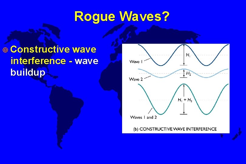 Rogue Waves? ¥ Constructive wave interference - wave buildup 