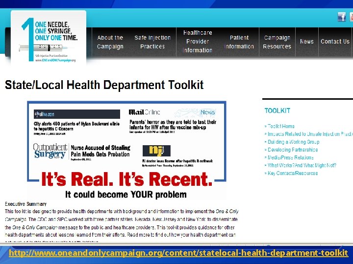 http: //www. oneandonlycampaign. org/content/statelocal-health-department-toolkit 