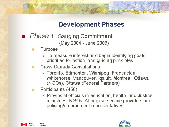 Development Phases n Phase 1 Gauging Commitment (May 2004 - June 2005) n n Development Phases n Phase 1 Gauging Commitment (May 2004 - June 2005) n n