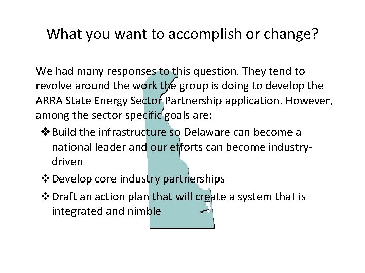 What you want to accomplish or change? We had many responses to this question.