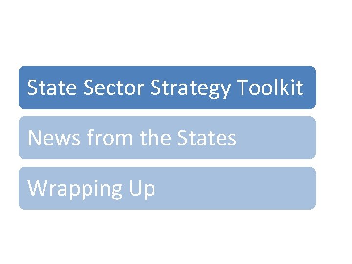 State Sector Strategy Toolkit News from the States Wrapping Up 