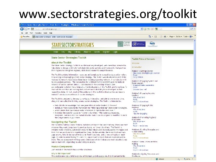 www. sectorstrategies. org/toolkit 
