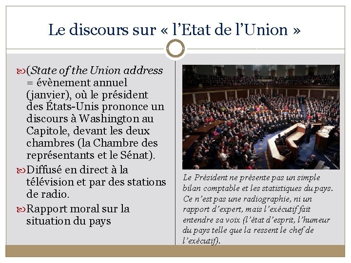 Le discours sur « l’Etat de l’Union » (State of the Union address =