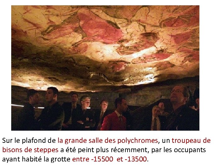 Sur le plafond de la grande salle des polychromes, un troupeau de bisons de