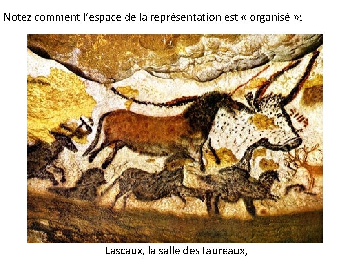 Notez comment l’espace de la représentation est « organisé » : Lascaux, la salle