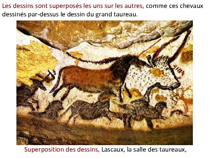 Les dessins sont superposés les uns sur les autres, comme ces chevaux dessinés par-dessus