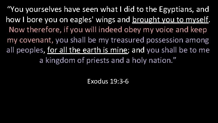 “You yourselves have seen what I did to the Egyptians, and how I bore
