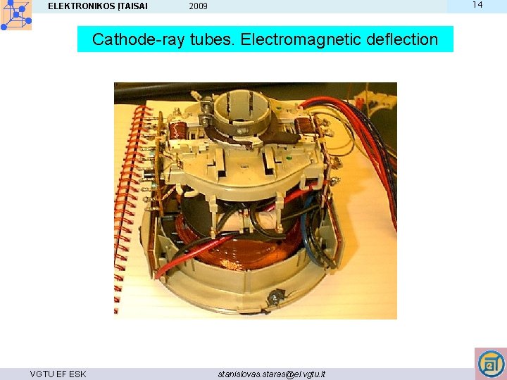 ELEKTRONIKOS ĮTAISAI 14 2009 Cathode-ray tubes. Electromagnetic deflection VGTU EF ESK stanislovas. staras@el. vgtu.