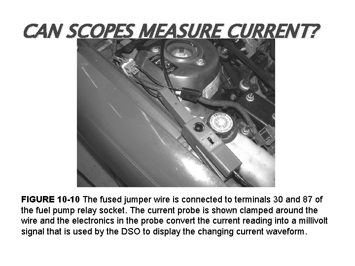 CAN SCOPES MEASURE CURRENT? FIGURE 10 -10 The fused jumper wire is connected to