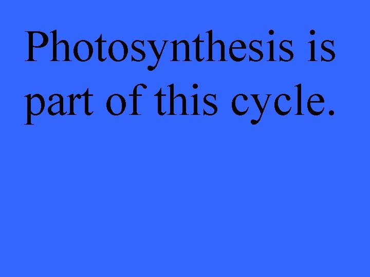 Photosynthesis is part of this cycle. 
