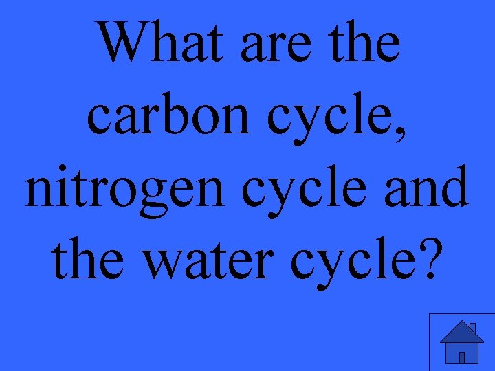 What are the carbon cycle, nitrogen cycle and the water cycle? 