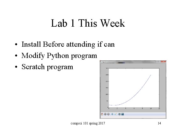 Lab 1 This Week • Install Before attending if can • Modify Python program