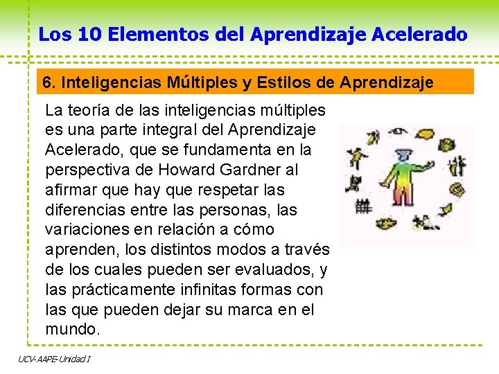 Los 10 Elementos del Aprendizaje Acelerado 6. Inteligencias Múltiples y Estilos de Aprendizaje La