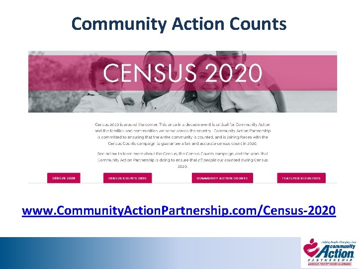 Community Action Counts www. Community. Action. Partnership. com/Census-2020 