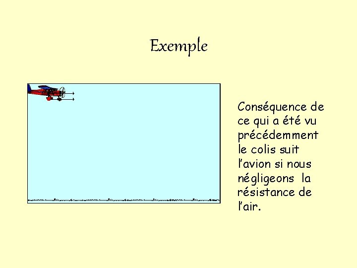 Exemple Conséquence de ce qui a été vu précédemment le colis suit l’avion si