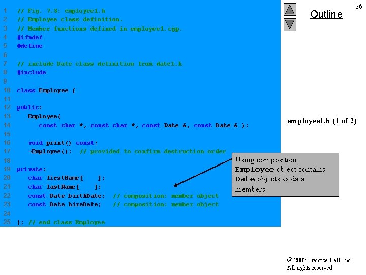 1 2 3 4 5 // Fig. 7. 8: employee 1. h // Employee