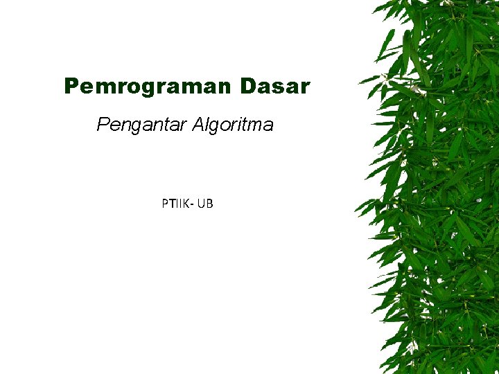 Pemrograman Dasar Pengantar Algoritma PTIIK- UB 