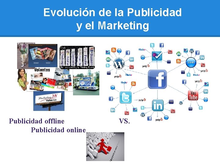 Evolución de la Publicidad y el Marketing Publicidad offline Publicidad online VS. 