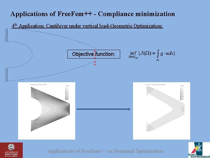 Applications of Free. Fem++ - Compliance minimization 4 th Application: Cantilever under vertical load-Geometric