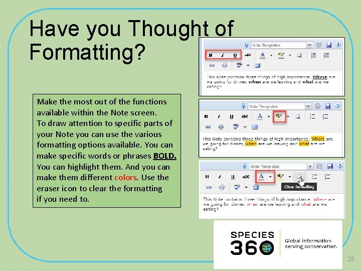 Have you Thought of Formatting? Make the most out of the functions available within