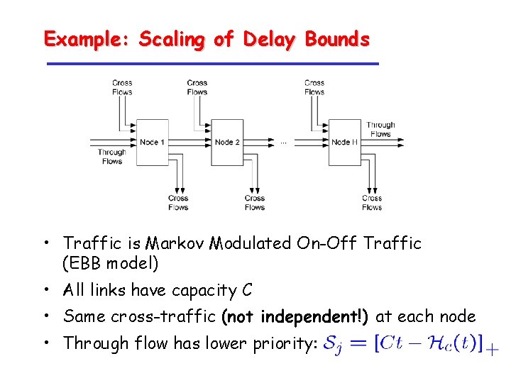 Example: Scaling of Delay Bounds • Traffic is Markov Modulated On-Off Traffic (EBB model)