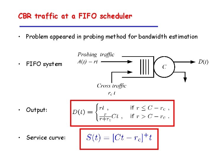 CBR traffic at a FIFO scheduler • Problem appeared in probing method for bandwidth