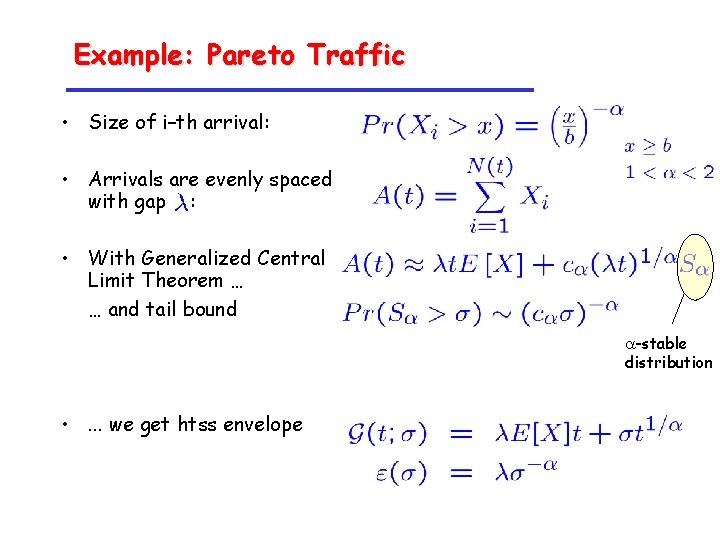 Example: Pareto Traffic • Size of i–th arrival: • Arrivals are evenly spaced with