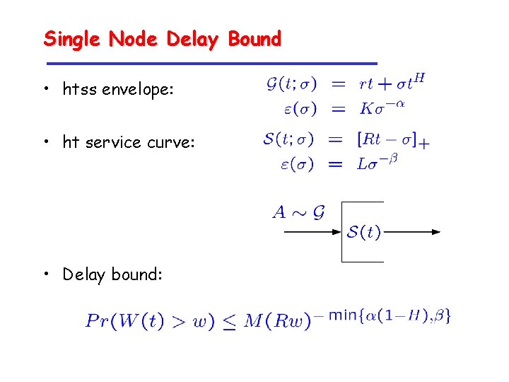 Single Node Delay Bound • htss envelope: • ht service curve: • Delay bound: