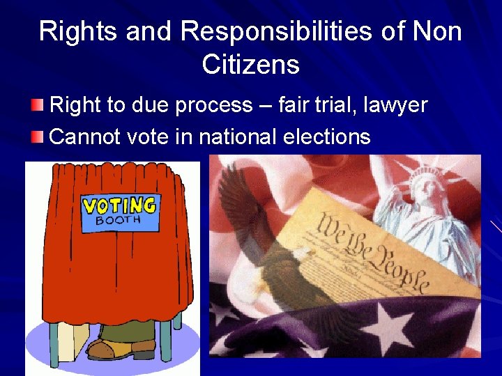 Rights and Responsibilities of Non Citizens Right to due process – fair trial, lawyer