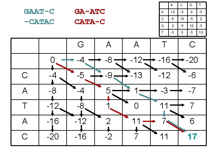 GAAT-C -CATAC GA-ATC CATA-C A C G T A 10 -5 C -5 10