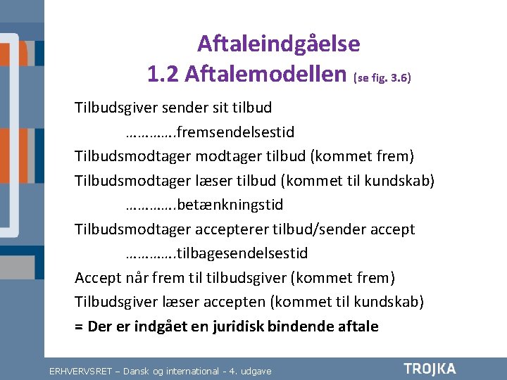 Aftaleindgåelse 1. 2 Aftalemodellen (se fig. 3. 6) Tilbudsgiver sender sit tilbud …………. fremsendelsestid