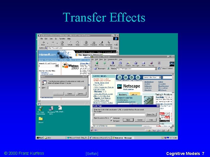 Transfer Effects © 2000 Franz Kurfess [Seffah] Cognitive Models 7 