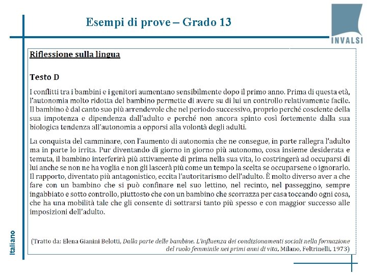 Italiano Esempi di prove – Grado 13 