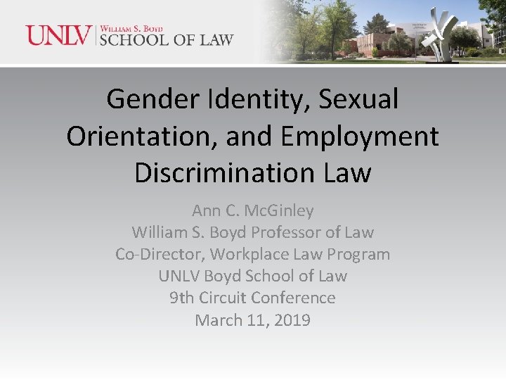 Gender Identity Sexual Orientation and Employment Discrimination Law