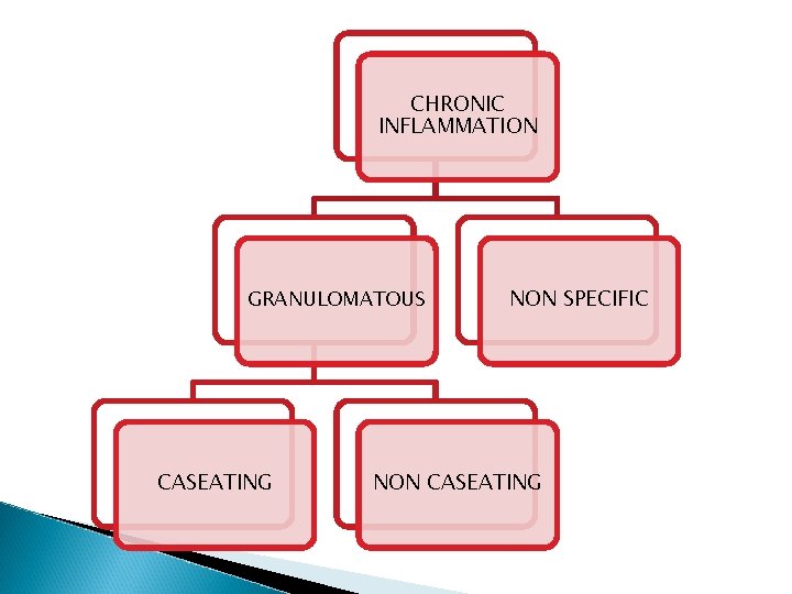 CHRONIC INFLAMMATION GRANULOMATOUS CASEATING NON SPECIFIC NON CASEATING 