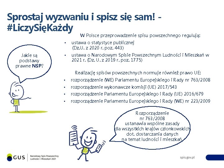 Sprostaj wyzwaniu i spisz się sam! #Liczy. SięKażdy W Polsce przeprowadzenie spisu powszechnego regulują: