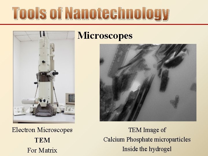 Tools of Nanotechnology Microscopes Electron Microscopes TEM For Matrix TEM Image of Calcium Phosphate