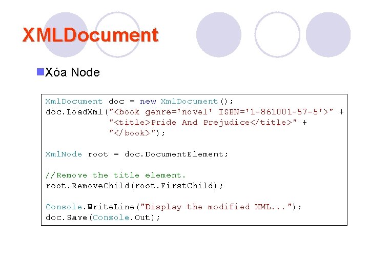 XMLDocument n. Xóa Node 
