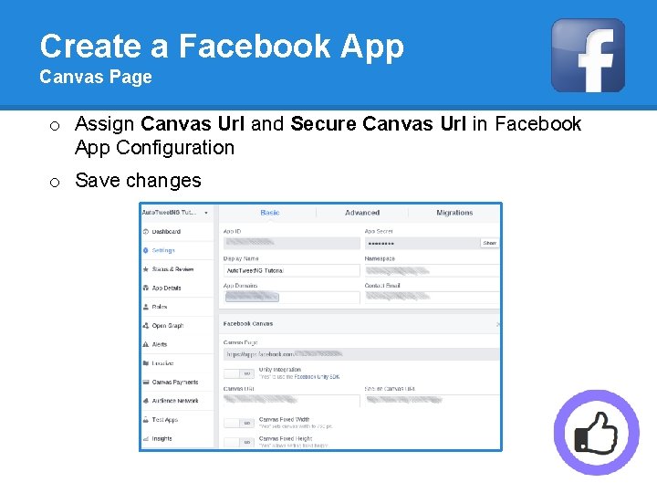 Create a Facebook App Canvas Page o Assign Canvas Url and Secure Canvas Url