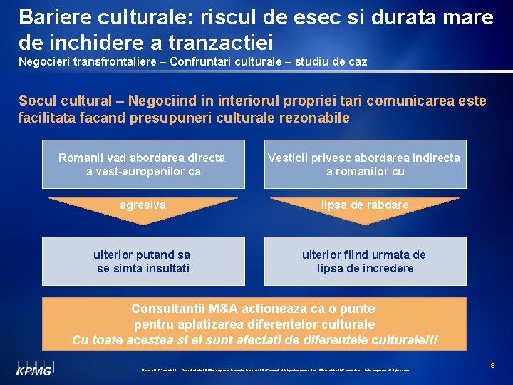 Bariere culturale: riscul de esec si durata mare de inchidere a tranzactiei Negocieri transfrontaliere